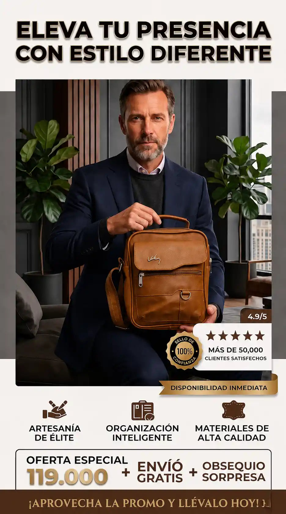 💼 Bolso Exclusivo de Cuero Vélez | Distinción Total + Regalo Gratis